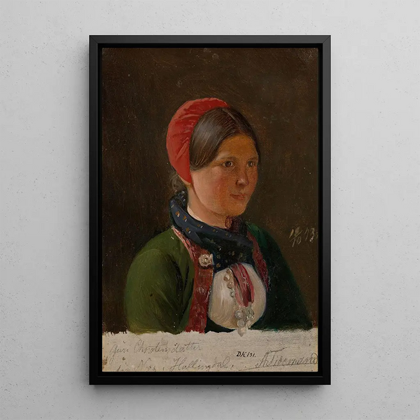 Dziewczyna z Hallingdal - Adolph Tidemand — oprawiony obraz na ścianie