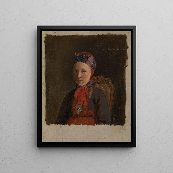 Portret Ingeborg Anderdatter Gulsvig - Adolph Tidemand — oprawiony obraz na ścianie