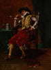 Kawaler palący fajkę - Adolphe Alexandre Lesrel — widok dzieła