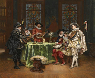 wnętrza z trubadurami - Adolphe Alexandre Lesrel — widok dzieła