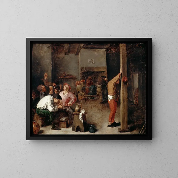 Wnętrza tawerny - Adriaen Brouwer — oprawiony obraz na ścianie