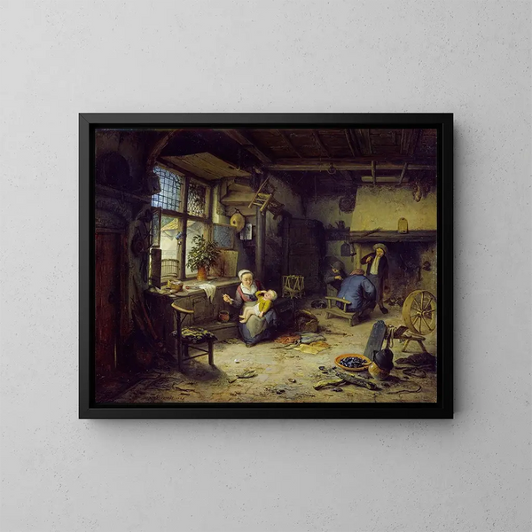 wnętrza z chłopami - Adriaen van Ostade — oprawiony obraz na ścianie