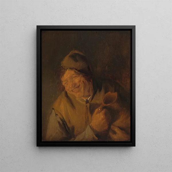 Le joyeux paysan - Adriaen van Ostade — oprawiony obraz na ścianie
