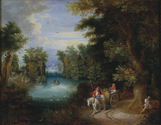 Adriaen van Stalbemt - River Landscape with Peasants.webp
