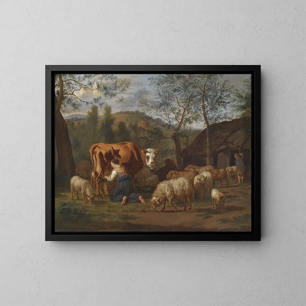 La laitière - Adriaen van de Velde — oprawiony obraz na ścianie