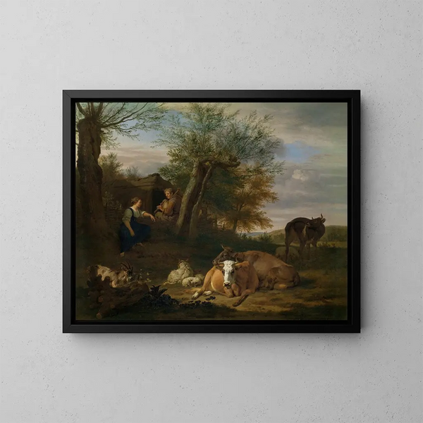 Le joueur de flûte - Adriaen van de Velde — oprawiony obraz na ścianie