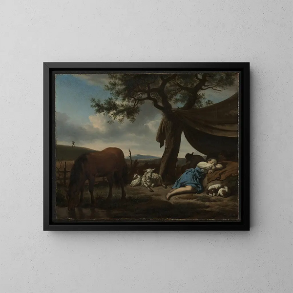 Zasypiających pasterzy - Adriaen van de Velde — oprawiony obraz na ścianie