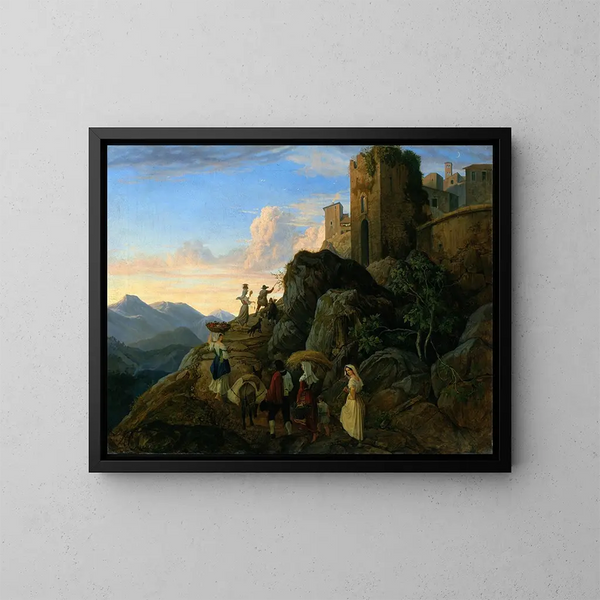 Civitella - Adrian Ludwig Richter — oprawiony obraz na ścianie