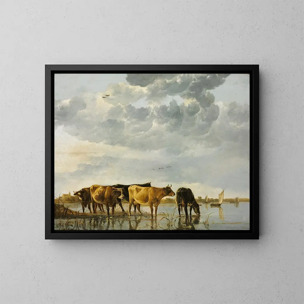 Krówki w rzece - Aelbert Cuyp — oprawiony obraz na ścianie