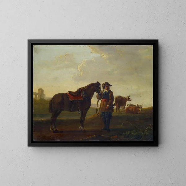 Oficer z koniem - Aelbert Cuyp — oprawiony obraz na ścianie
