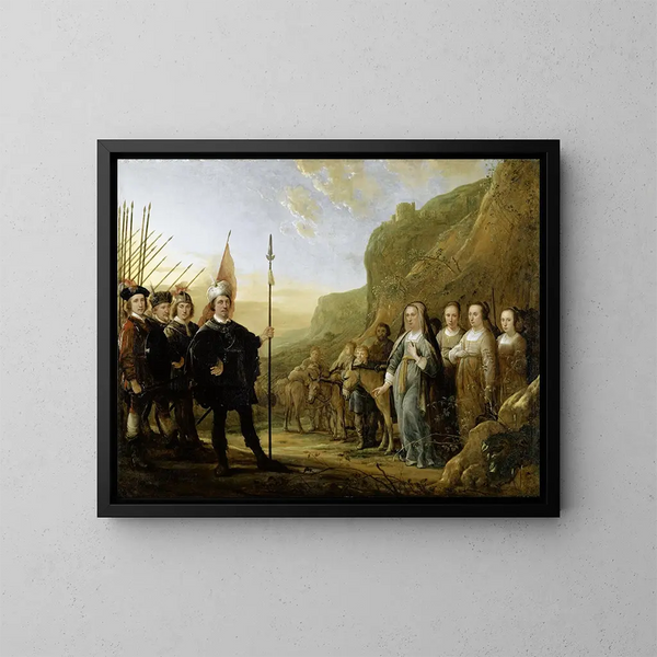 La rencontre de David et Abigail Portret rodziny Lowijs Jacobsz Molenschot i jego żony Janneken Jansdr Rokus - Aelbert Cuyp — oprawiony obraz na ścianie