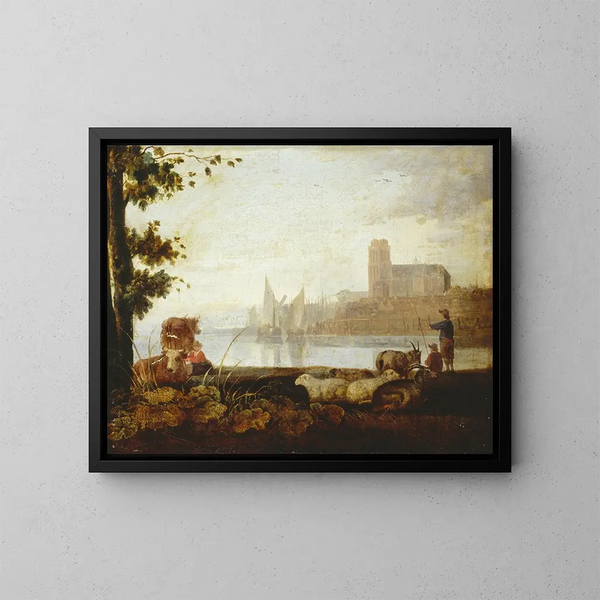 Widok na Mozy - Aelbert Cuyp — oprawiony obraz na ścianie