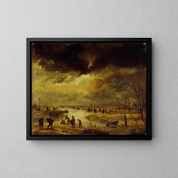 Scena zimowa - Aert van der Neer — oprawiony obraz na ścianie