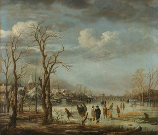 Aert van der Neer - Winter Landscape near a Town with Bare Trees.webp