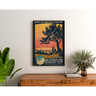 Affiche Hauteville-sur-Mer vintage – Bains de mer près de Granville