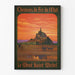 Plakat Mont-Saint-Michel vintage – Zachód słońca i przejażdżka dorożką