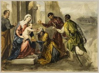 Uczczenie Trzech Króli - Po Bonifacio Veronese — widok dzieła