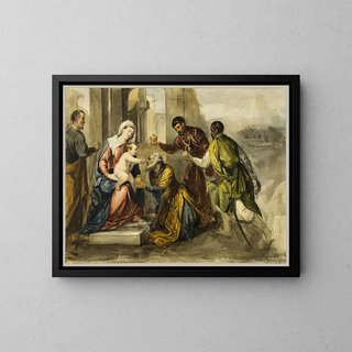 Uczczenie Trzech Króli - Po Bonifacio Veronese — oprawiony obraz na ścianie