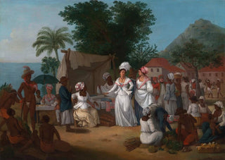 Agostino Brunias - A Linen Market With A LinenStall And Vegetable Seller In The West Indies.webp