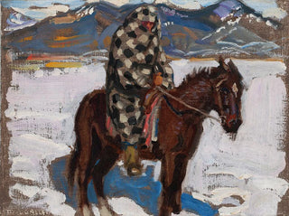 Akseli GallenKallela - Indian On Horseback In Snow.webp