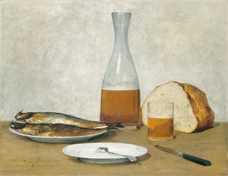 Martwa natura z śledziami - Albert Anker — widok dzieła