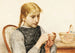 Młoda dziewczyna dziergająca - Albert Anker — widok dzieła
