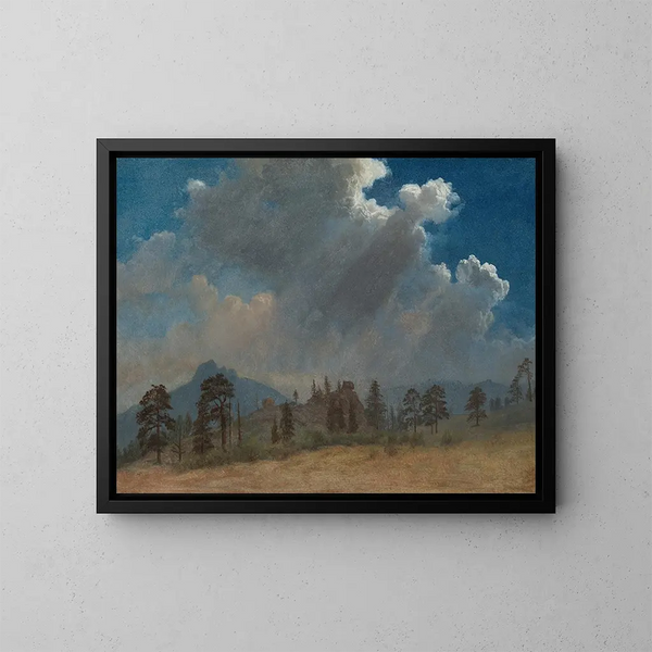 Świerk i burzowe chmury - Albert Bierstadt — oprawiony obraz na ścianie