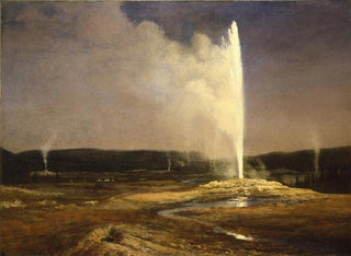 Geysers w Parku Narodowym Yellowstone - Albert Bierstadt — widok dzieła