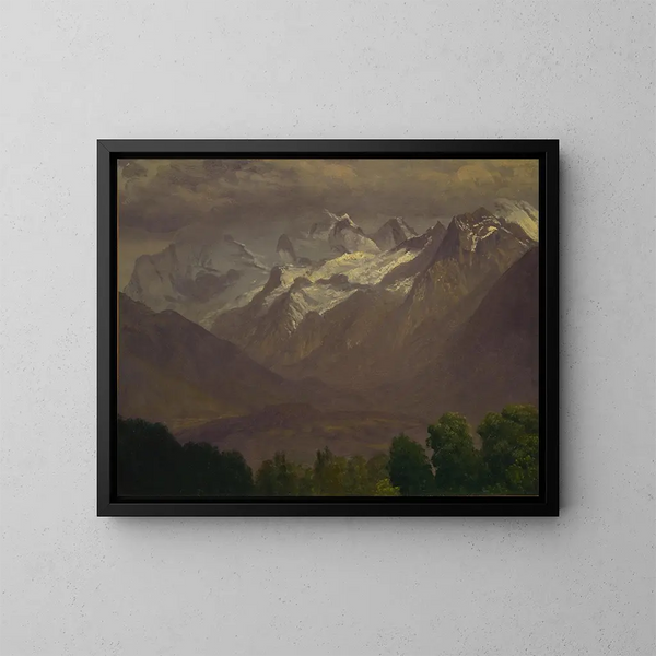 W wysokich górach - Albert Bierstadt — oprawiony obraz na ścianie