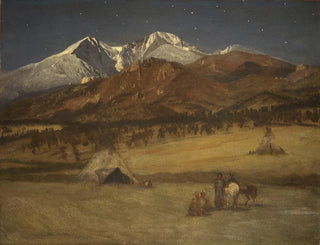 obozu indiańskiego o zmierzchu - Albert Bierstadt — widok dzieła