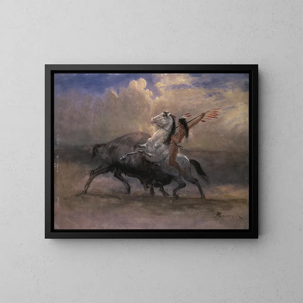 Szkic do Ostatnich Bizonów - Albert Bierstadt — oprawiony obraz na ścianie