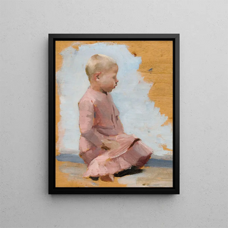 Albert Edelfelt - Child In A Red Dress Rehearsal For Saturday Night In Hamar.webp