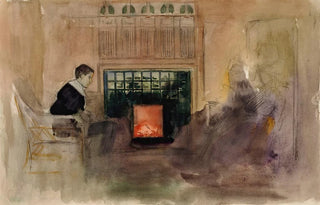 Albert Edelfelt - Interiri taiteilijan huvilalta Kilosta Erik istumassa uunin vieress.webp