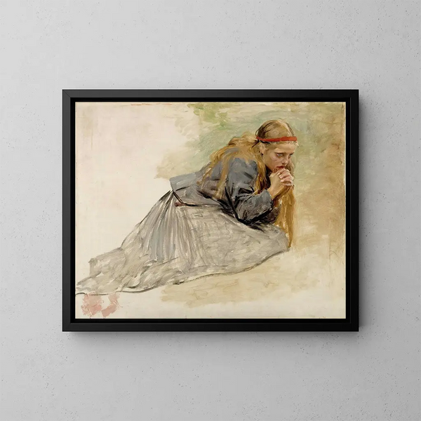 Studium Marii Magdaleny na kolanach dla Chrystusa i Marii Magdaleny - Albert Edelfelt — oprawiony obraz na ścianie