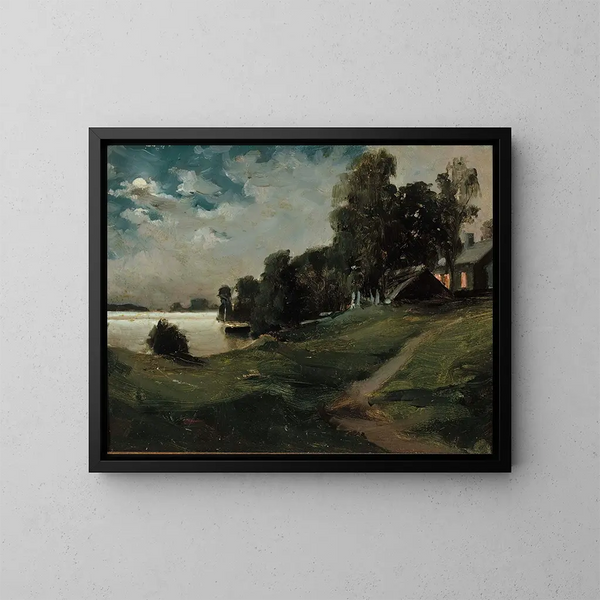 Villa à Haikko au clair de lune - Albert Edelfelt — oprawiony obraz na ścianie