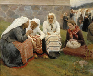 Kobiety przed kościołem w Ruokolahti - Albert Edelfelt — widok dzieła