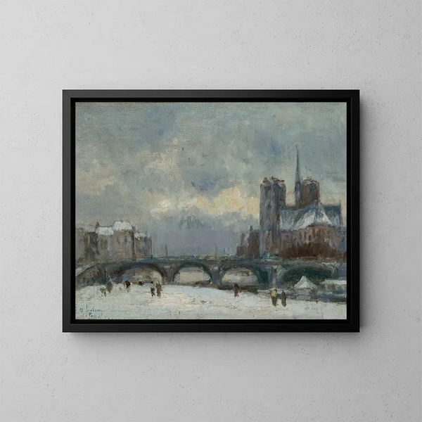 Paris Notre-Dame sous la neige - Albert Lebourg — oprawiony obraz na ścianie