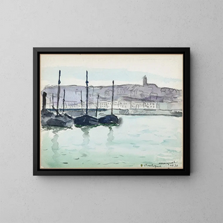 Boulogne-sur-Mer, statki w porcie - Albert Marquet — oprawiony obraz na ścianie