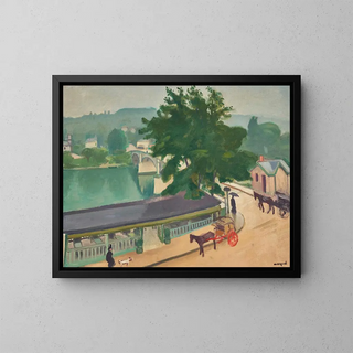 Most Chennevières w pochmurny dzień - Albert Marquet — oprawiony obraz na ścianie