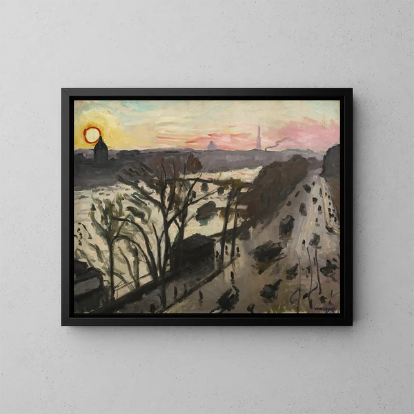 Paryż, nabrzeże Louvre, zimowe słońce - Albert Marquet — oprawiony obraz na ścianie