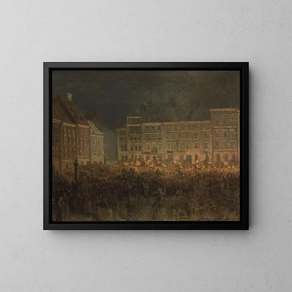 Aleksander Lesser - Patriotic manifestation at the square of the Old Town in 1861.webp