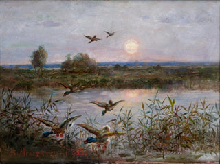 Kaczki nad bagnami - Aleksander Mroczkowski — widok dzieła