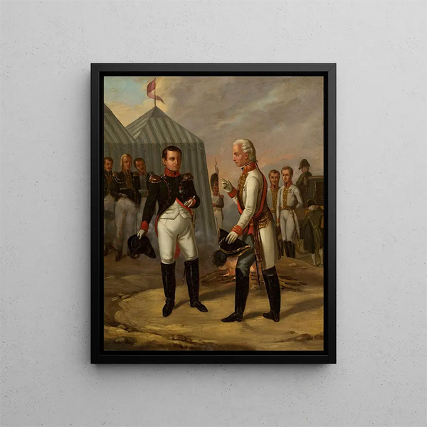 Napoléon i François II po bitwie pod Austerlitz - Aleksander Stankiewicz — oprawiony obraz na ścianie