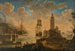 Un Capriccio de Navires dans un Port Méditerranéen avec des Pêcheurs Déchargeant leur Bateau au Premier Plan - Alessandro Grevenbroeck — widok dzieła