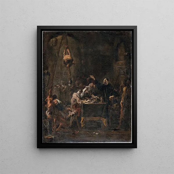 Scena tortur - Alessandro Magnasco — oprawiony obraz na ścianie
