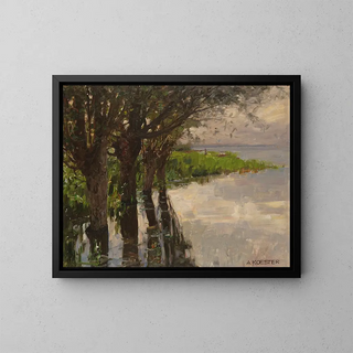 Reichenau, Weiden am See, słońce - Alexander Koester — oprawiony obraz na ścianie