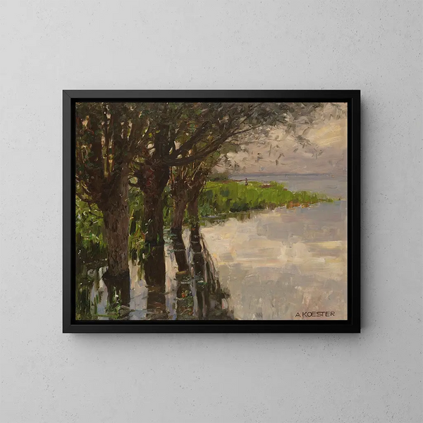Reichenau, Weiden am See, słońce - Alexander Koester — oprawiony obraz na ścianie