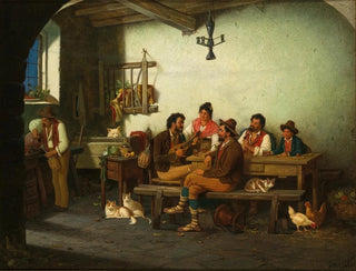 Uczta w rzymskiej tawernie - Alexander Rizzoni — widok dzieła
