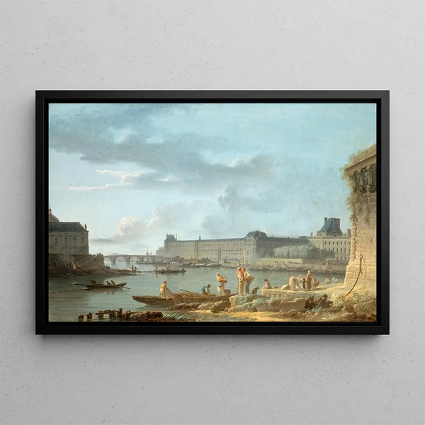 Le Pont Royal et le Louvre vus du terre-plein du Pont-Neuf - Alexandre-Jean Noël — oprawiony obraz na ścianie