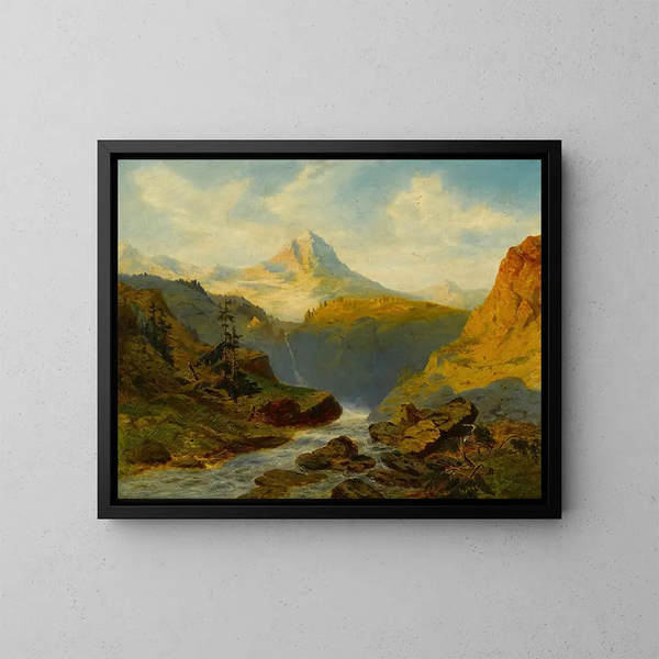 Jedna rzeka w Alpach - Alexandre Calame — oprawiony obraz na ścianie